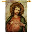 Ornament Collection 28 x 40 in. Sacred Heart of Jesus House Flag with Religious Faith Double-Sided Vertical  Banner OR583452